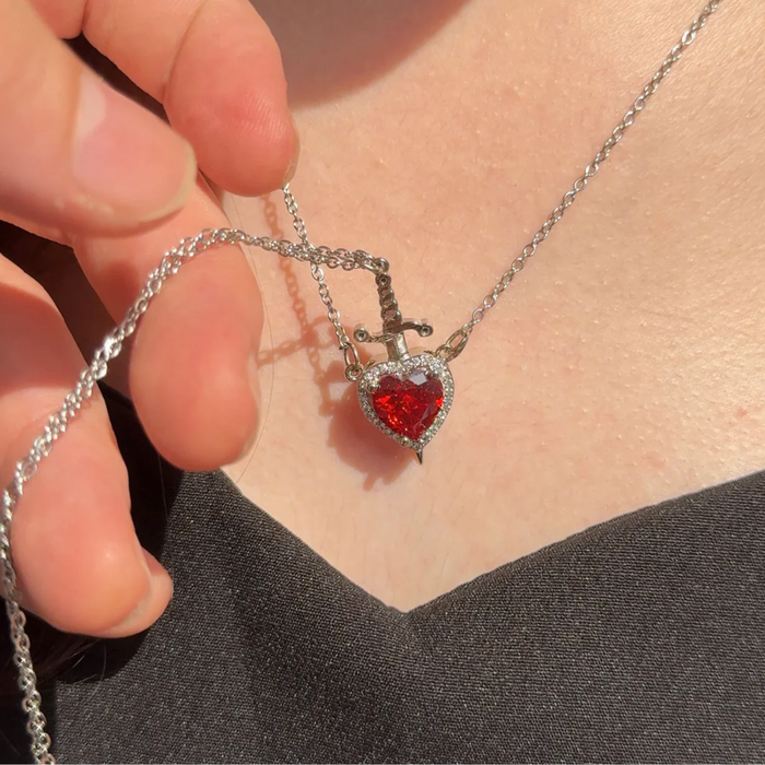 Heart and Sword Couple Necklace